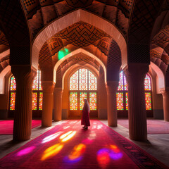 iran Nasir al-Mulk Mosque pink interior.