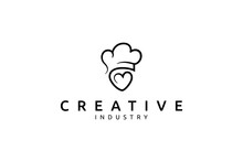Chef Hat Logo Design With Love Icon