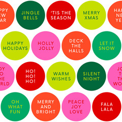 Sticker - Colorful circle pattern with words design for christmas and new year background.