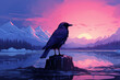 illustration of a view of a crow in winter