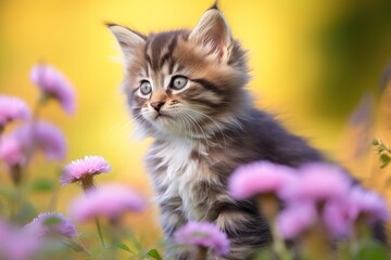  Close-up of cute cat gazing at something with beautiful bokeh background