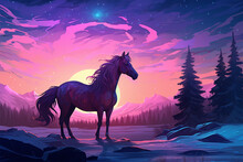 Illustration Of A Horse In Winter