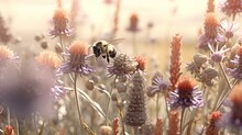 Honey Bees On Flowers 