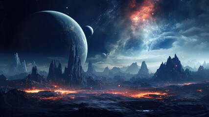 Wall Mural - spiral galaxy, interstellar scenery, galaxies, planets, space, futuristic world, space world, starsc