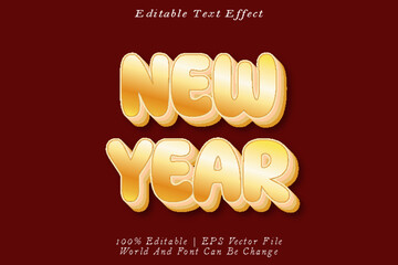 New Year Editable Text Effect 3D Emboss Gradient Style