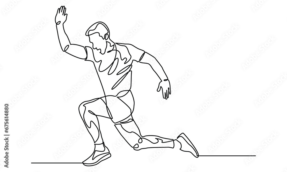 Image vectorielle Stock continuous line drawing of a male athlete ...