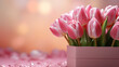 pink tulips in a garden HD 8K wallpaper Stock Photographic Image 