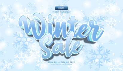 Wall Mural - Vector design editable text effect, Winter Sale 3d cartoon