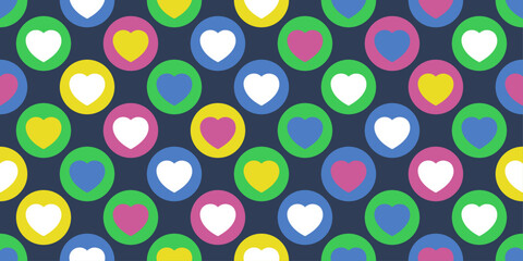 Poster - Colored hearts in circles, bright and stylish background. For print, notebooks, pillows, textiles, cups, interior, stylish design.