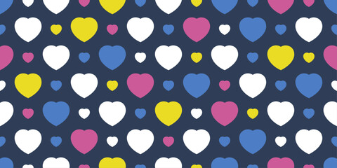 Aufkleber - Colored hearts in polka dots, bright and stylish background. For print, notebooks, pillows, textiles, cups, interior, stylish design.