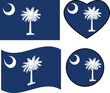 South Carolina flag icon. Waving flag of South Carolina . Heart South Carolina flag. Round South Carolina flag. flat style.