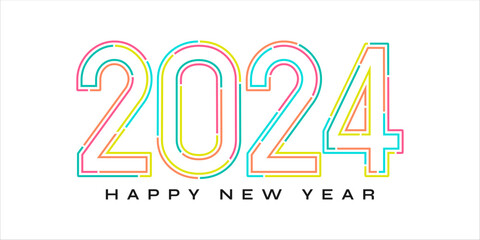 Wall Mural - 2024 number design. 2024 Happy New Year logo text design. Vector illustration logo for template, diaries, notebooks, calendars.