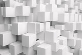 Fototapeta Przestrzenne - 3D White Cubes Abstract Background