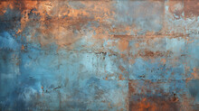 Blue Stain Paint On Rusty Metal Surface Background