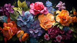 Fototapeta Kwiaty - A bouquet of Colorful flowers with a black background