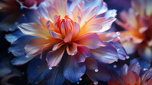 Close Up Of A Dahlia Flower With Water Droplets