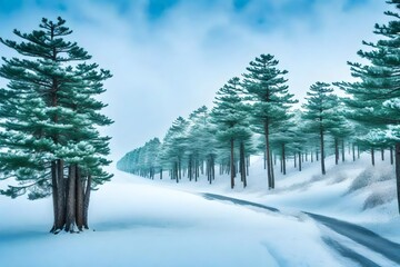 Wall Mural - snow covered trees