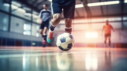 Playing soccer in the gym