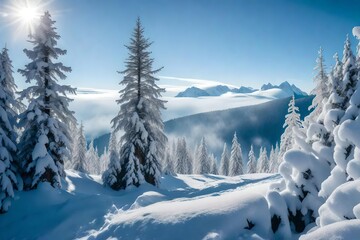 Wall Mural - winter landscape in the mountains