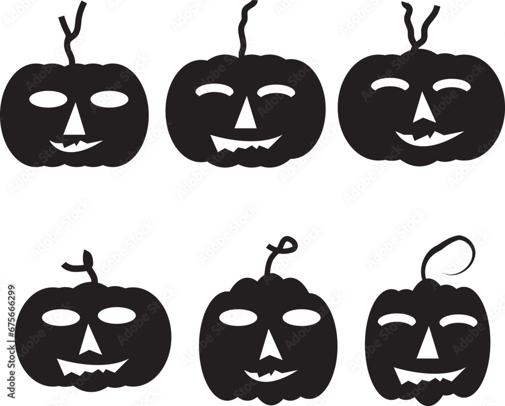 Halloween scary pumpkin vector collection, a Set of Halloween pumpkin ...