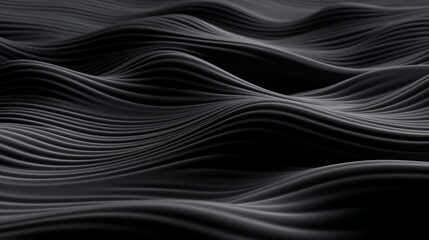 Wall Mural - Abstract futuristic dark black background with wave design Realistic 3D wallpaper with luxury flowing lines. Elegant backdrop for poster, websites, brochures, banners, apps, etc.
