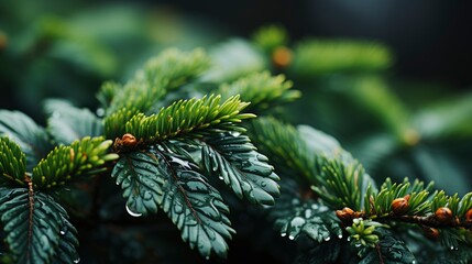 Sticker - Close Spruce Branch After Rain On, Gradient Color Background, Background Images , Hd Wallpapers