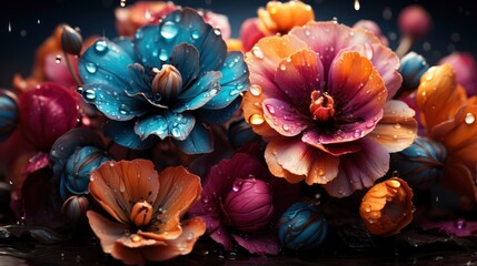 Wall Mural - Beautiful Winter Season Flower Eriocephalus, Ultra Bright Colors, Background Images , Hd Wallpapers