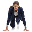 © Suresh/peopleimages.com - Running, ready and portrait of business woman on isolated, png and transparent background. Corporate worker, professional race and person in set pose for competition, career contest and empowerment