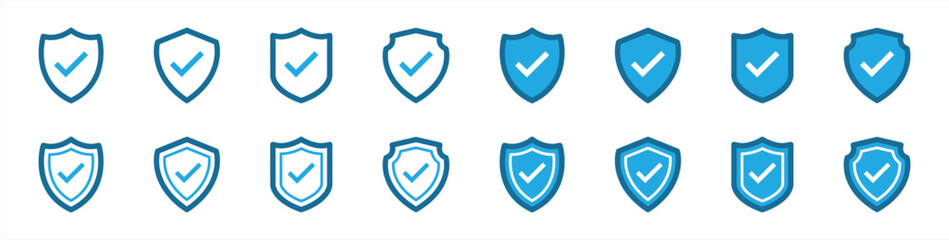 Wall Mural - shield mark icon set. protection success, shield approve icon. vector illustration