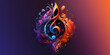 modern and abstract multicolor music background with fluid structure and clef