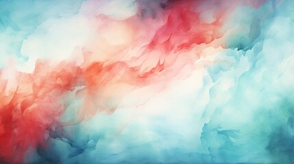 urquoise red, teal, mint, blue, and white abstract watercolor High art background.