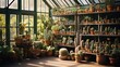 Garden shop, industrial greenhouse Various types of cacti in various pots
