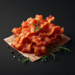 Wall Mural - Fried bacon pork meat snack concept fat food