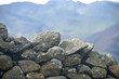 Dry stone wall in front of Crinkle Crags in the Great Langdale Valley in the Lake District