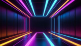 Fototapeta Przestrzenne - colorful background filled with square lines in neon hues, generative AI