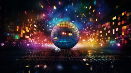 Wall Mural - Disco ball,disco party background,copy space