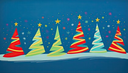 Wall Mural - christmas trees , minimalist illustration