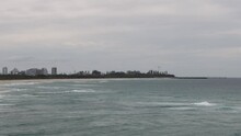 Choppy Sea Waves Crashing On An Overcast Day At Gold Coast, Australia