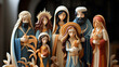 jesus christ born scene - merry christmas greetings with jesus born in manger joseph and mary wise king characters - Ai