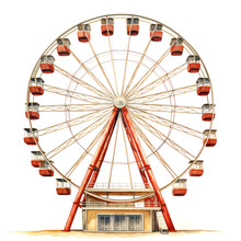 Attraction Ferris Wheel Isolated On Transparent Background