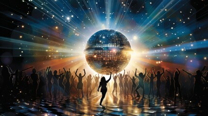 Wall Mural - Night dance party music night poster template.