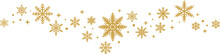 Golden Snowflake Border Wave Vector Clip Art Illustration For Winter Holidays, Christmas Design Element