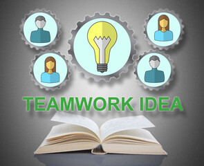 Poster - Teamwork idea concept above a book