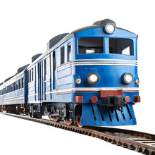 Blue Train On The Railway On Transparent Background