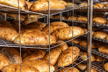 Wall Mural - Fresh hot baked bread loafs