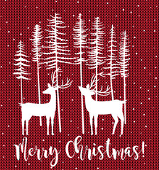 Wall Mural - Christmas and New Year pattern knitted Plaid. Festive background for design and print