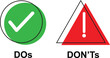 Do and Don't or Good and Bad Icons or Positive and Negative Symbol
