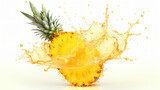 Fototapeta Boho - Fresh juicy tropical fruit pineapple and smoothie. isolated on white background