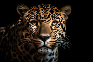 Wall Mural - A Jaguar on dark background.