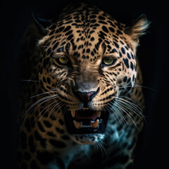 Wall Mural - A Jaguar on dark background.